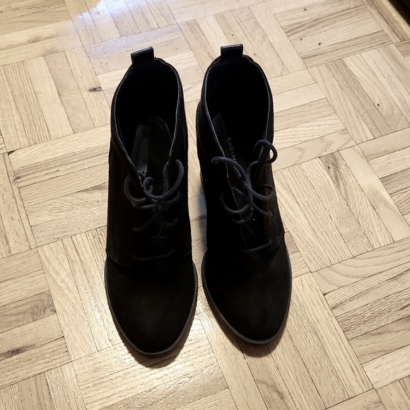 Call it Spring Black Vegan Faux Suede Ankle Boot Lace Up Booties - Picture 3 of 8